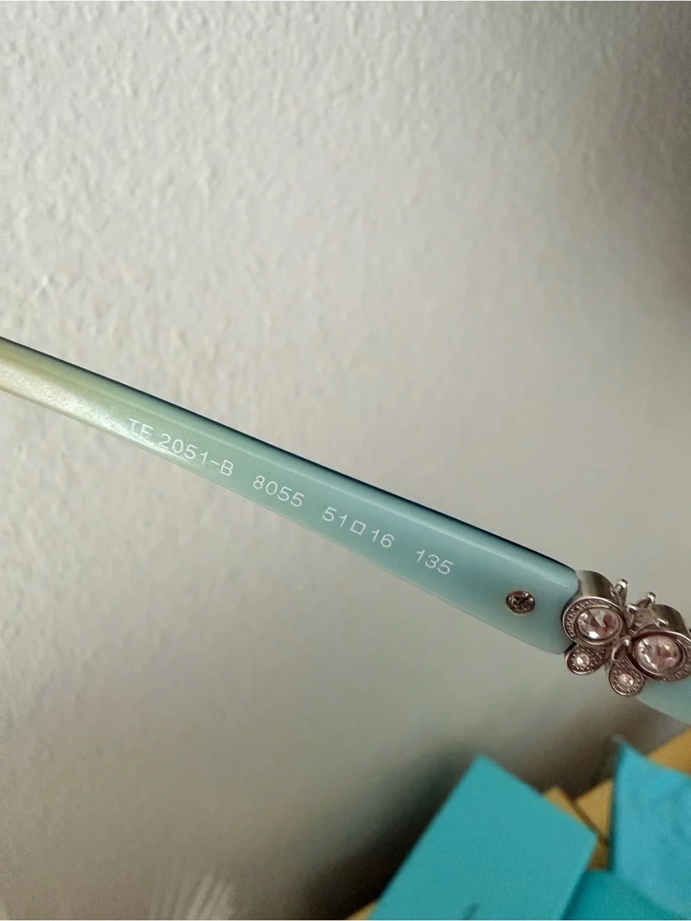 Tiffany & Co TF2051-B 8055 Eyeglass Frames 51-16 135 Blue Butterfly w/ Case